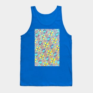 Green Yellow Flowery Pattern Tank Top